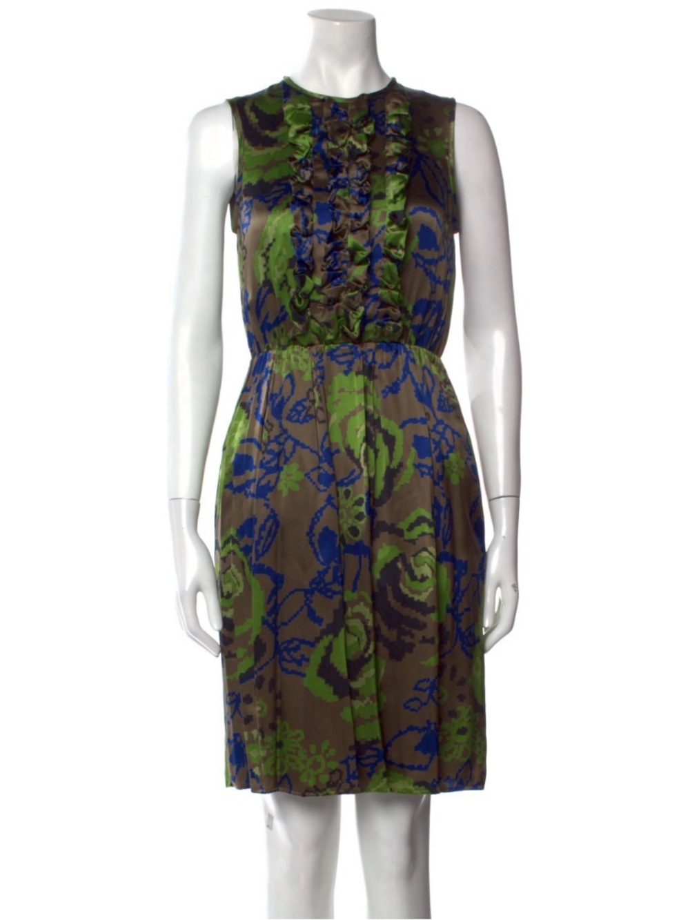 Etro Paisley Print Knee-Length Blue Green Dress IT 40 (US 4)